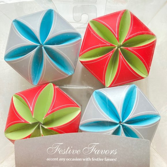 VTG Paisley Hexagonal Pinwheel Top Treat/Candy Boxes w/Name Tag (3 boxes x 4ct ) - Picture 2 of 15